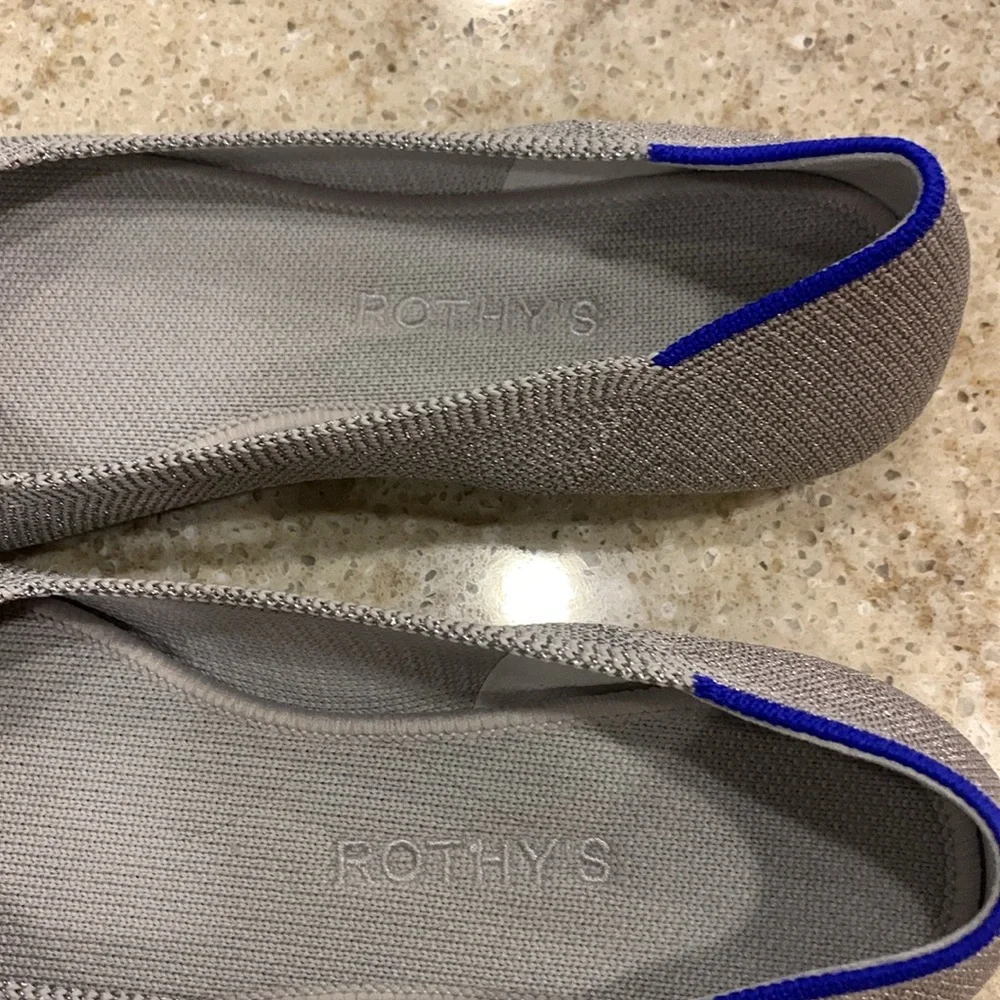 Rothy's The FLAT Metallic Silver Loafer Women's Round Toe Slip Ons Size 8.5 - Picture 3 of 8